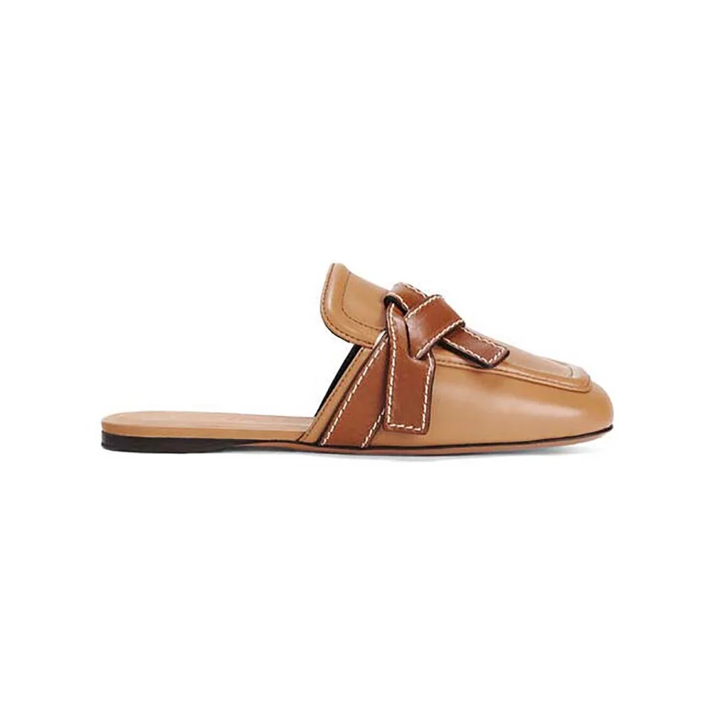 Loewe Gate Flat Mule in Calfskin for Women in Brown Loewe Gate Flat Mule in Calfskin for Women in Brown