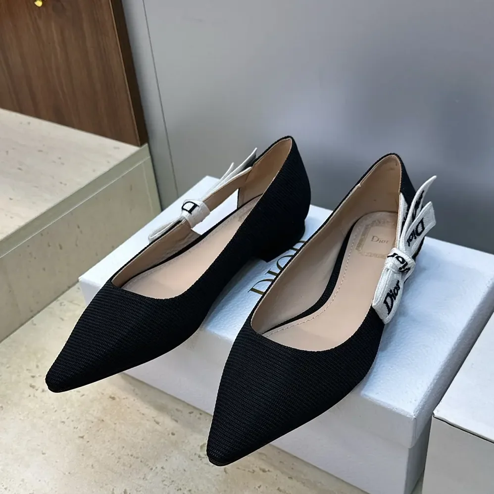 Dior J'Adior Ballet Flat Black Technical Fabric for Women