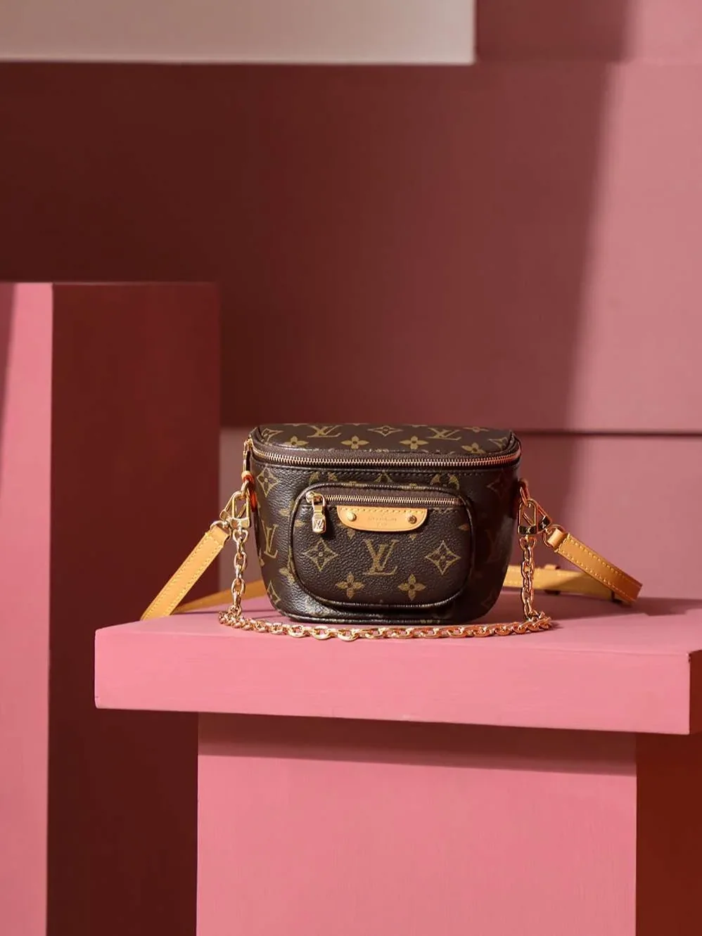 Louis Vuitton Mini Bumbag Shoulder in Brown Gold Hardware Louis Vuitton Mini Bumbag Shoulder in Brown Gold Hardware