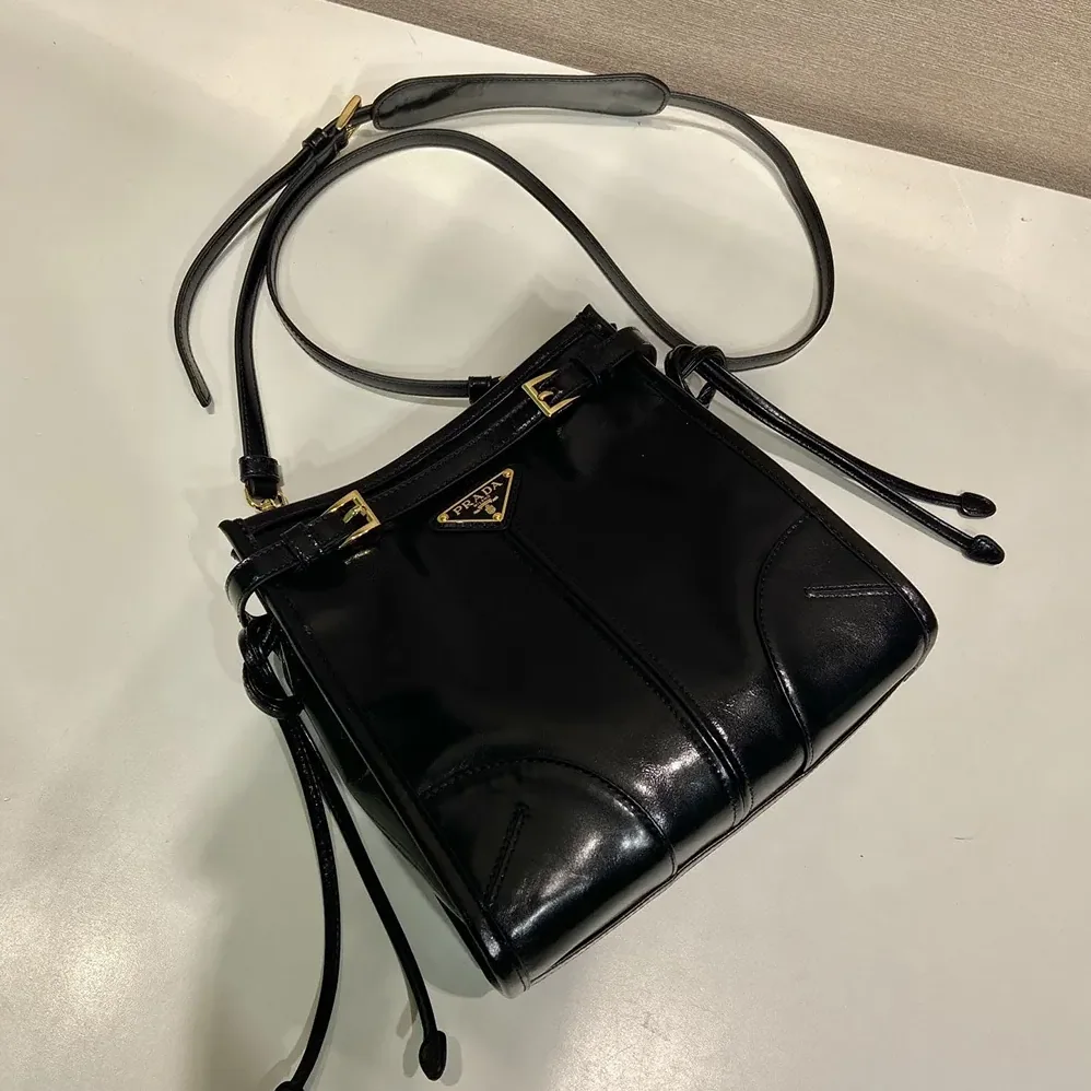 Prada Bonnie Leather Mini Shoulder Bag for Women in Black