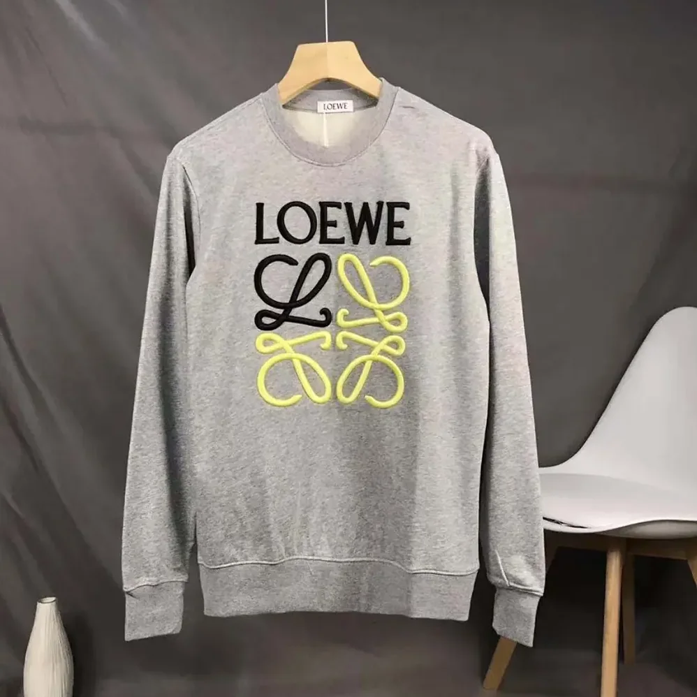 Loewe Anagram Regular Fit Sweatshirt in Cotton for Men in Gray/Yellow