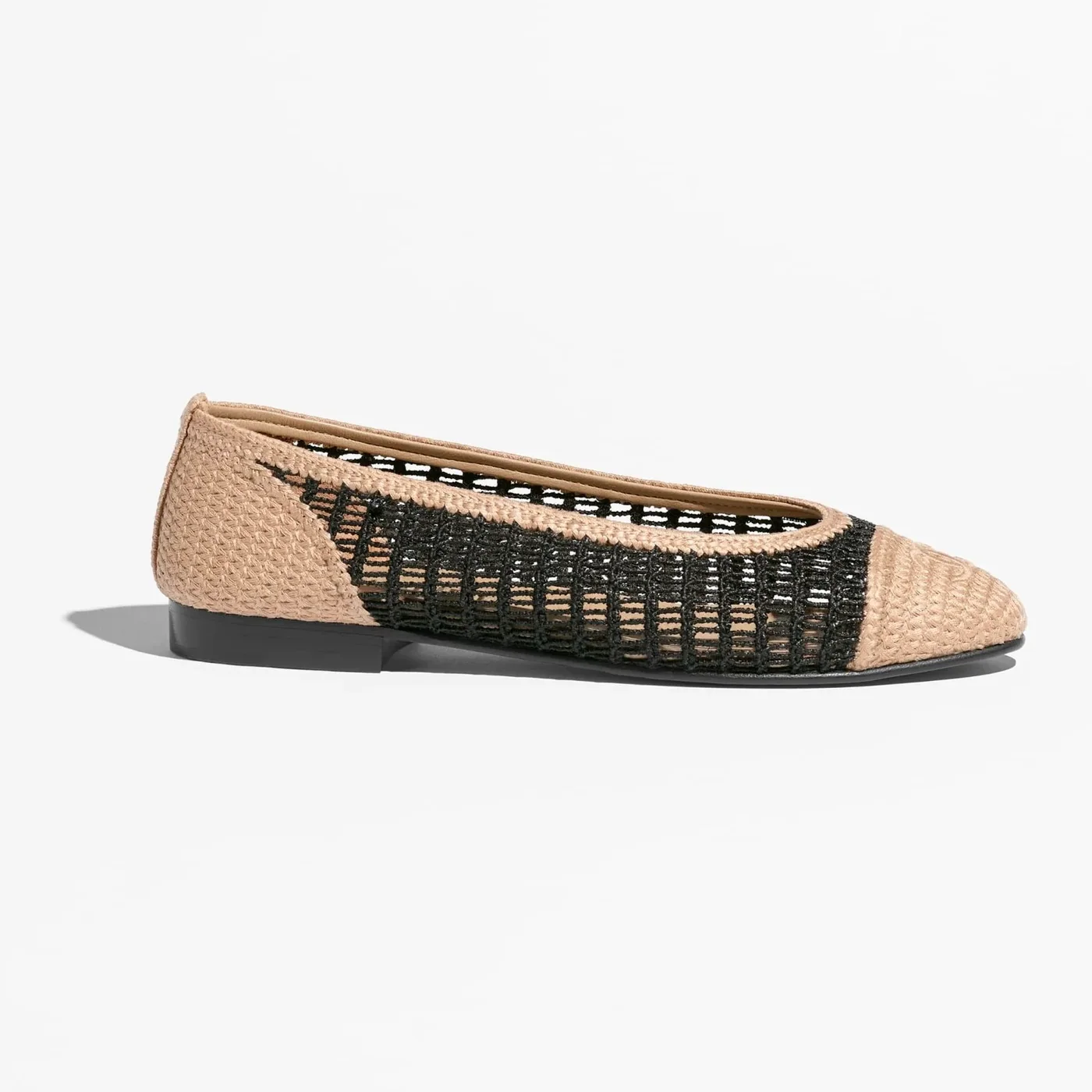 Chanel Raffia Ballet Flats Black/Beige - in NAFBB