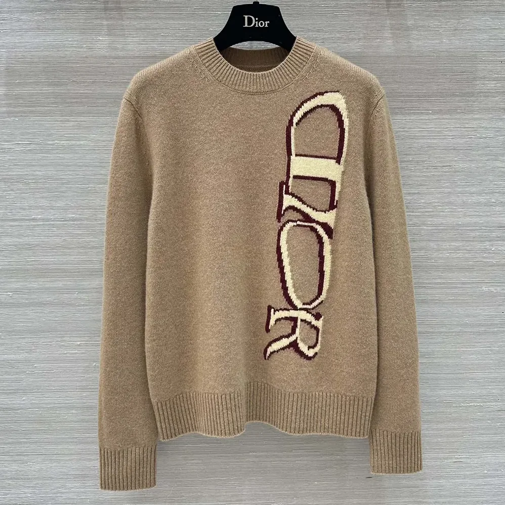 Dior DIOR AND LEWIS HAMILTON Sweater Brown Virgin Wool and Cashmere Intarsia for Men