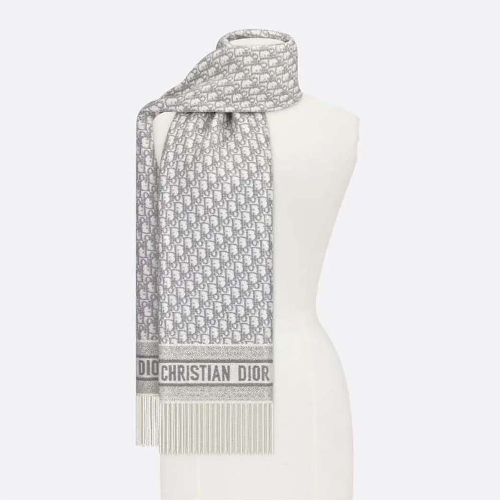 Dior Oblique Scarf Gray Cashmere for Women Dior Oblique Scarf Gray Cashmere for Women