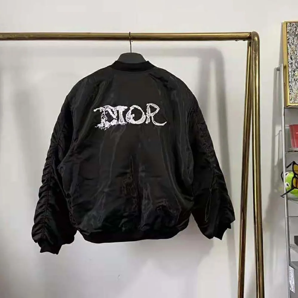 Dior Peter Doig Bomber Jacket Black Technical Satin for Men Dior Peter Doig Bomber Jacket Black Technical Satin for Men