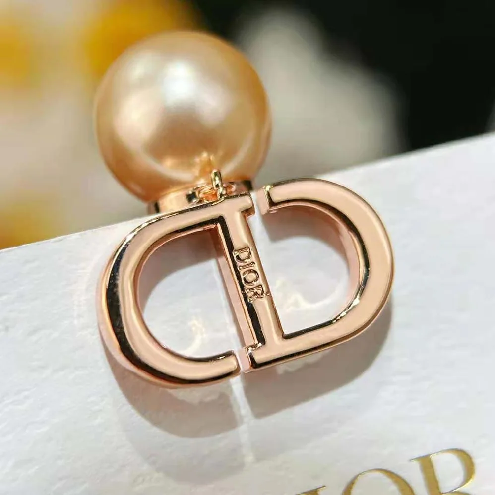 Dior Tribales Earrings Pink-Finish Metal with Pink Resin Pearls and Crystals for Women