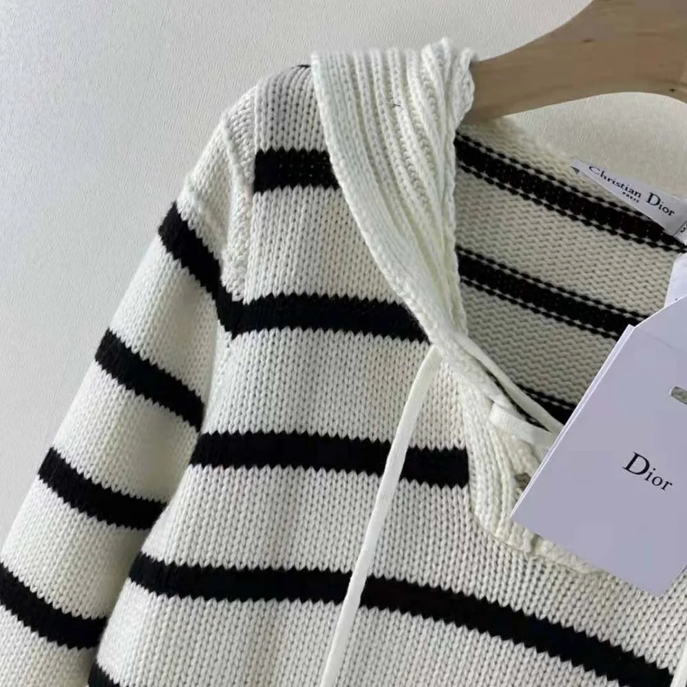 Dior Mariniere Sweater Navy Blue and Ecru Cotton Knit and Cashmere for Women Dior Mariniere Sweater Navy Blue and Ecru Cotton Knit and Cashmere for Women