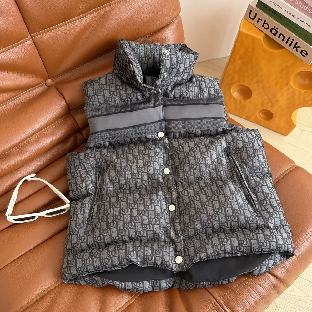 Dior Oblique Down Vest Black Cotton for Women in Blend Jacquard Dior Oblique Down Vest Black Cotton for Women in Blend Jacquard