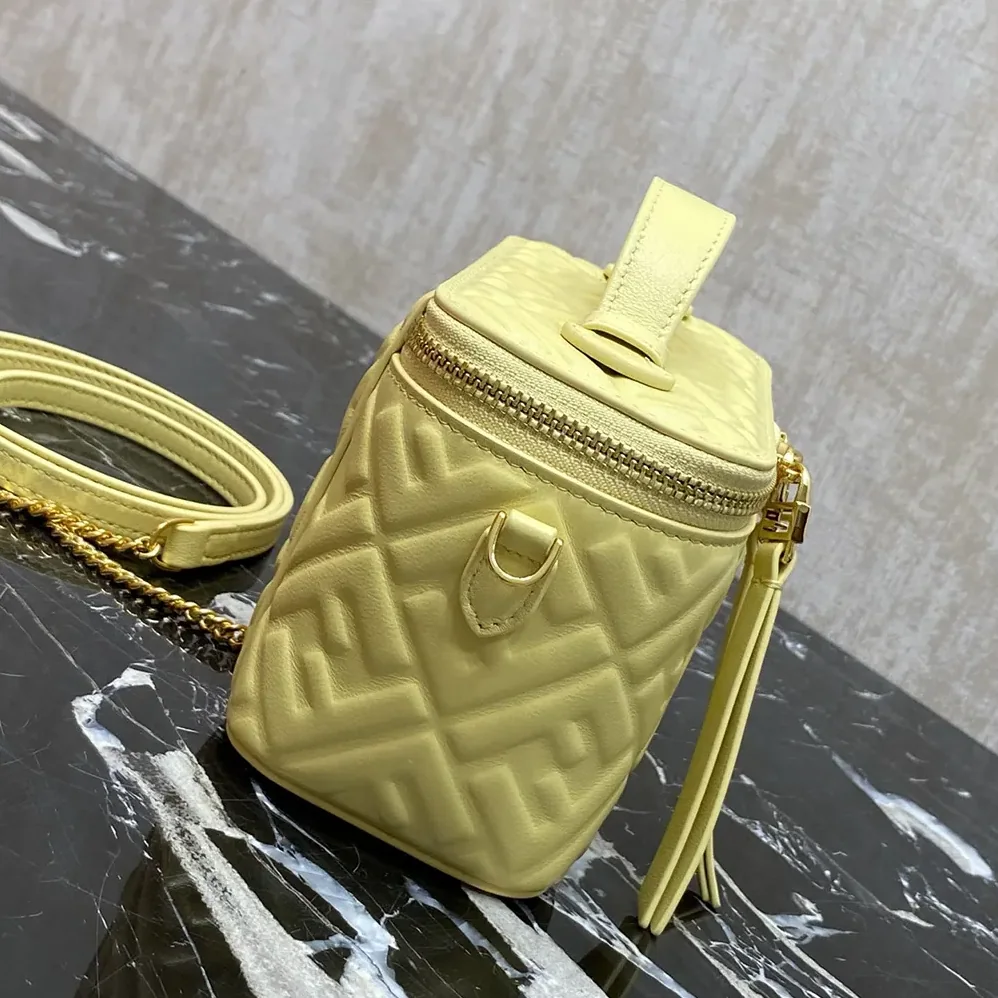 Fendi Vanity Yellow Nappa Leather Mini for Women in Bag With Ff Motif Fendi Vanity Yellow Nappa Leather Mini for Women in Bag With Ff Motif