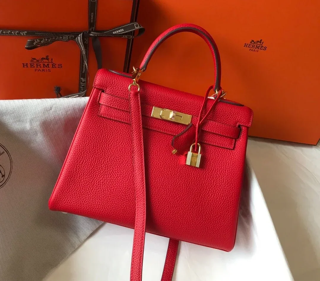 Hermes Kelly 28 Rouge Casaque Togo Bag
