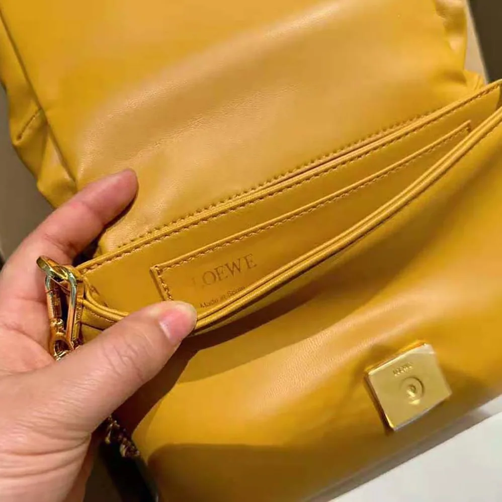 Loewe Puffer Goya Bag in Shiny Nappa Lambskin for Women in Brown