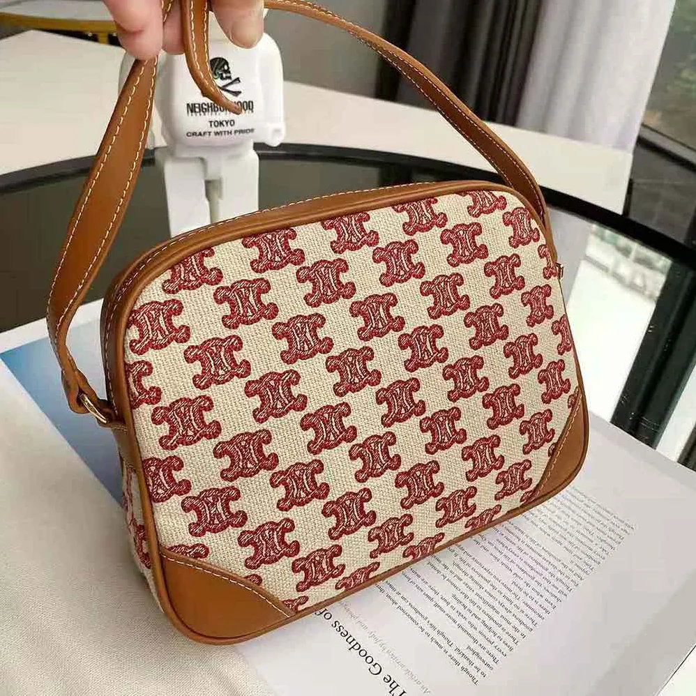 Celine Camera Bag in Textile with Triomphe Embroidery for Women