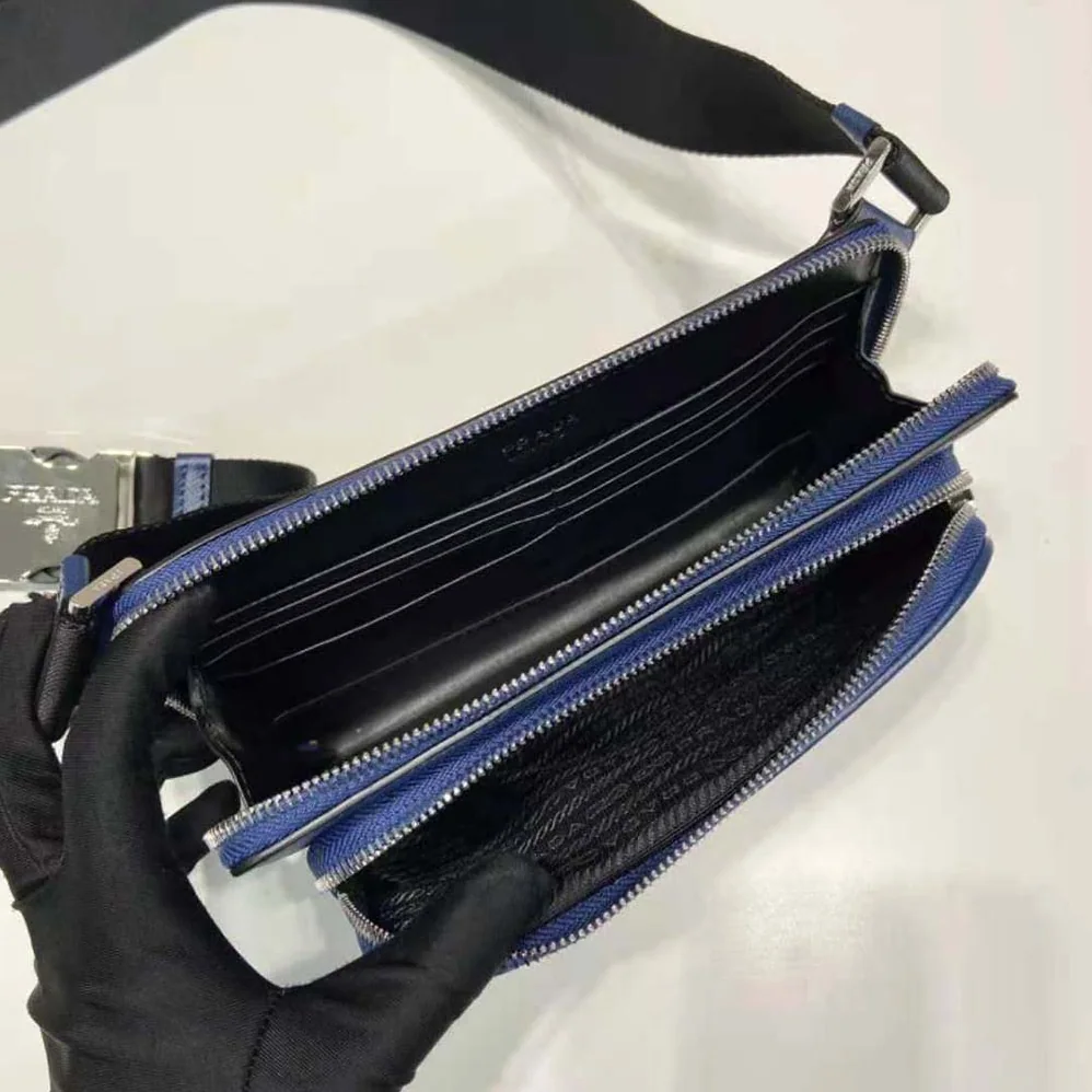 Prada Saffiano Leather Belt Bag for Men in Blue Prada Saffiano Leather Belt Bag for Men in Blue