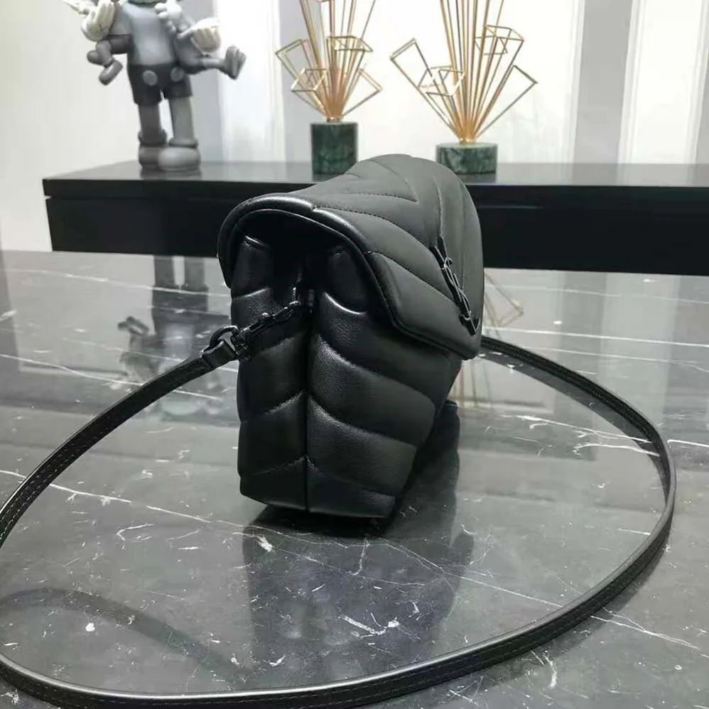 Saint Laurent YSL Loulou Toy Strap Bag in Quilted “Y” Leather for Women in Black