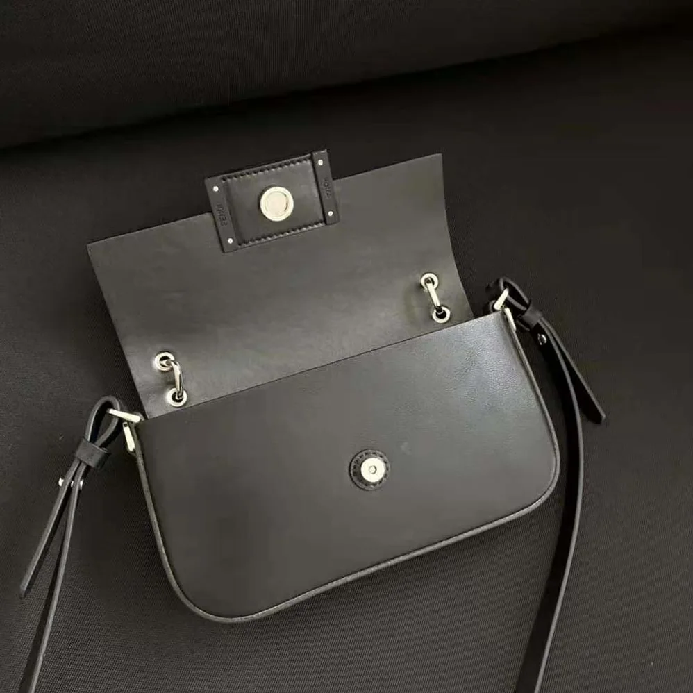 Fendi Baguette Phone Pouch Black Patent Leather Pouch for Women