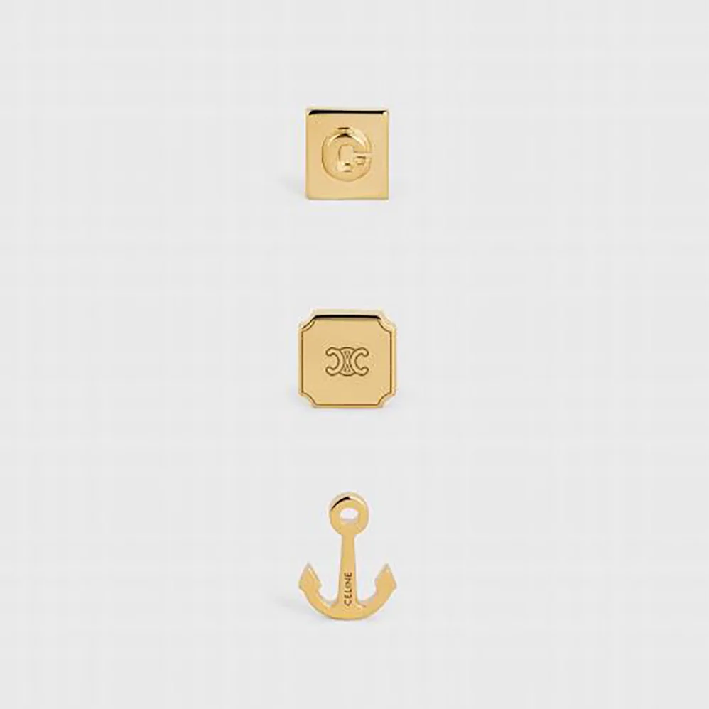 Celine Separables Sailor Set of 3 Studs in Brass with Gold Finish for Women Celine Separables Sailor Set of 3 Studs in Brass with Gold Finish for Women