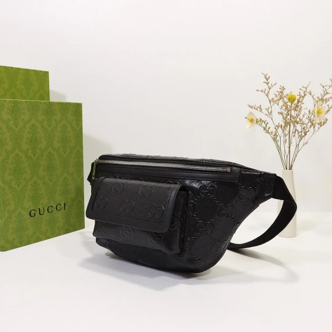 Gucci Embossed Belt Bag Black / Gucci Embossed Belt Bag Black /