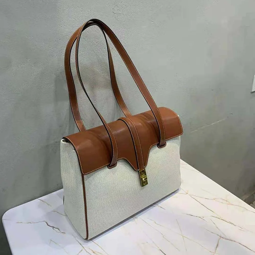Celine Medium Soft 16 Bag in Textile and Calfskin for Women Celine Medium Soft 16 Bag in Textile and Calfskin for Women