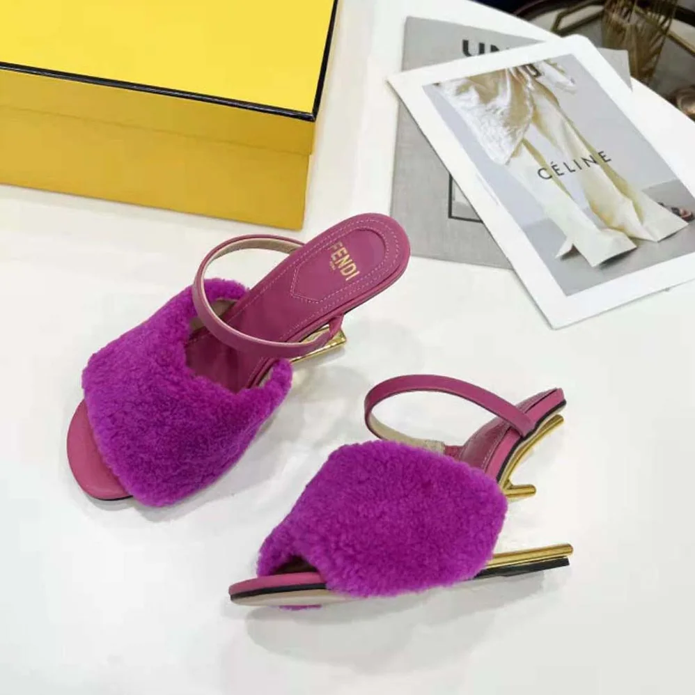 Fendi First Purple Sheepskin High for Women in Heeled Sandals