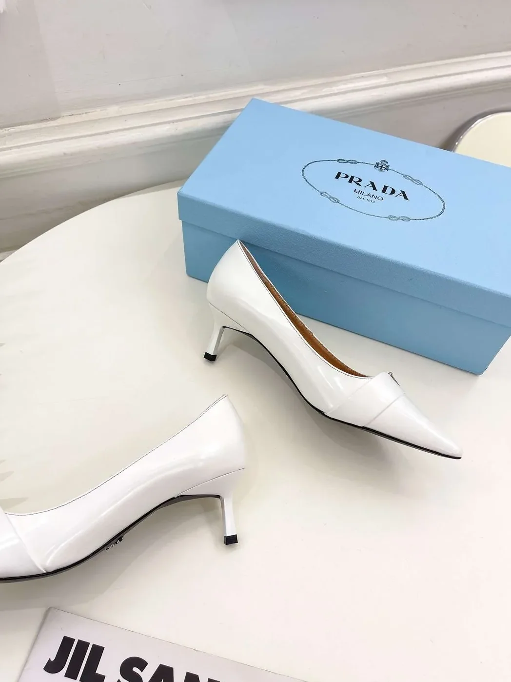 Prada Soft Pointed Heel Pumps White Prada Soft Pointed Heel Pumps White