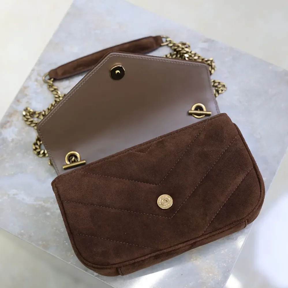 Saint Laurent YSL Loulou Mini In Suede for Women in Brown Saint Laurent YSL Loulou Mini In Suede for Women in Brown