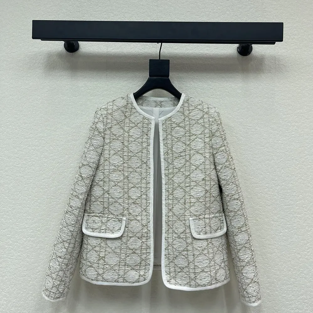 Dior Macrocannage Regular-Fit Jacket White and Gold-Tone Wool for Women in Blend Tweed Dior Macrocannage Regular-Fit Jacket White and Gold-Tone Wool for Women in Blend Tweed