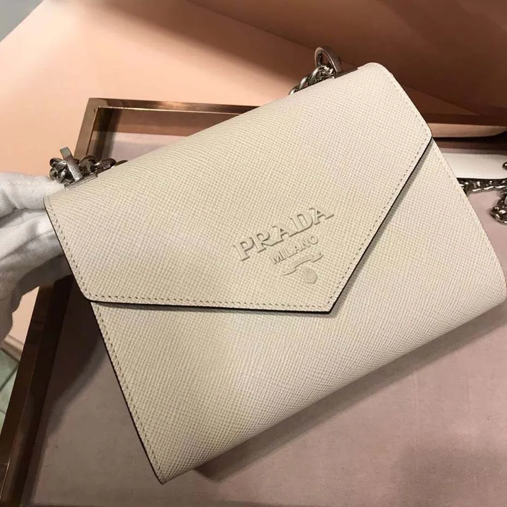 Prada Monochrome Saffiano Leather Bag for Women in Beige Prada Monochrome Saffiano Leather Bag for Women in Beige