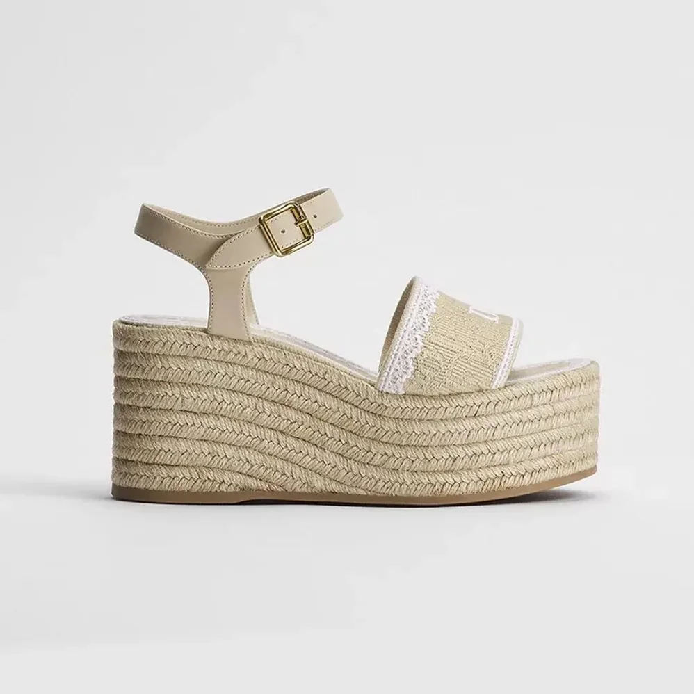 Dior Dentelle Wedge Sandal Trench Dior Oblique Embroidered Cotton and White Lace for Women Dior Dentelle Wedge Sandal Trench Dior Oblique Embroidered Cotton and White Lace for Women