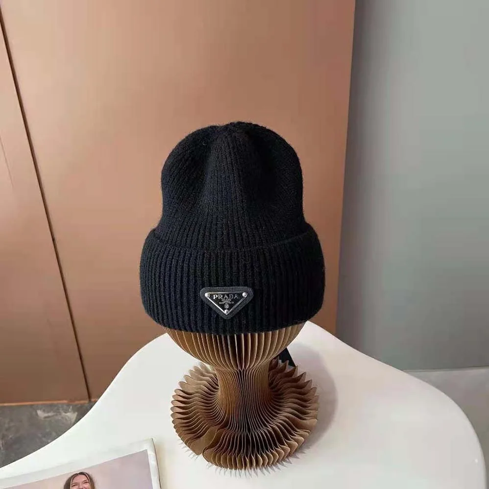 Prada Wool and Cashmere Beanie for Women in Black Prada Wool and Cashmere Beanie for Women in Black