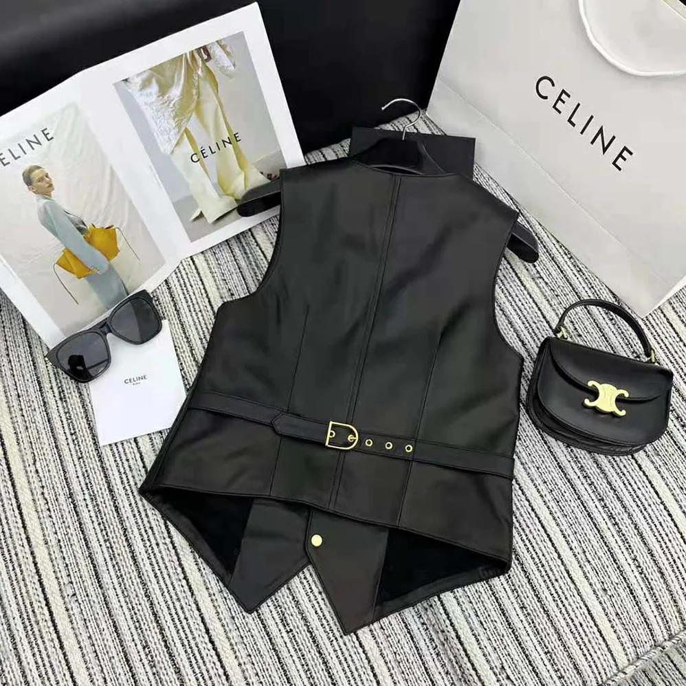 Celine Waistcoat in Soft Lambksin for Men in Black