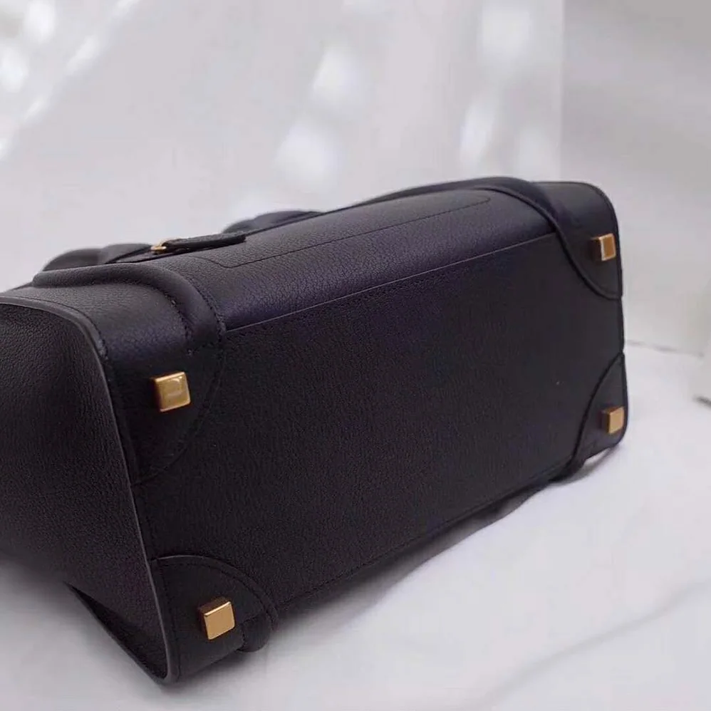 Celine Micro Luggage Handbag in Drummed Calfskin for Women in Black