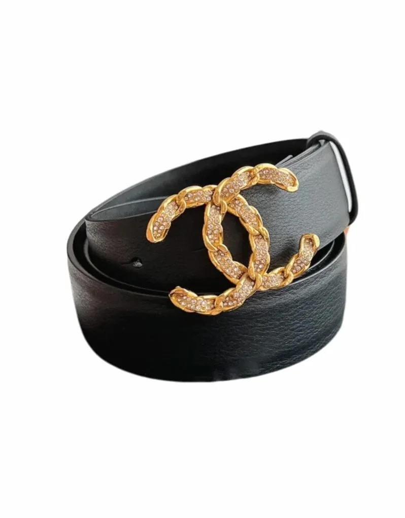 Chanel Twinkle Stone Chain CC Buckle Belt Black