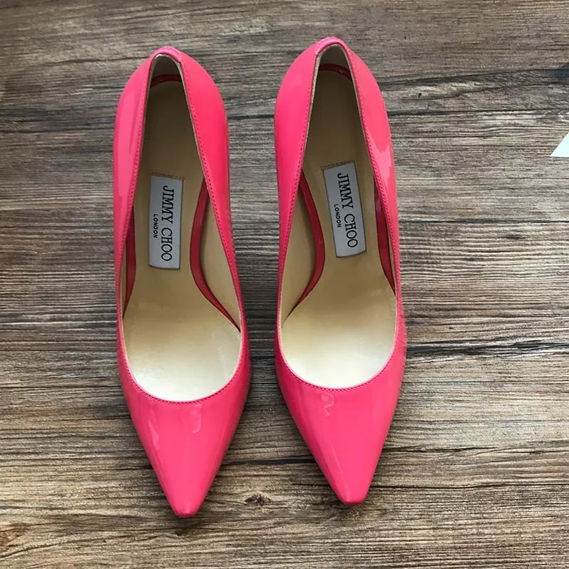 Jimmy Choo Romy 100 Patent Leather Pointy Toe Pumps Shoes Carmine for Women Jimmy Choo Romy 100 Patent Leather Pointy Toe Pumps Shoes Carmine for Women