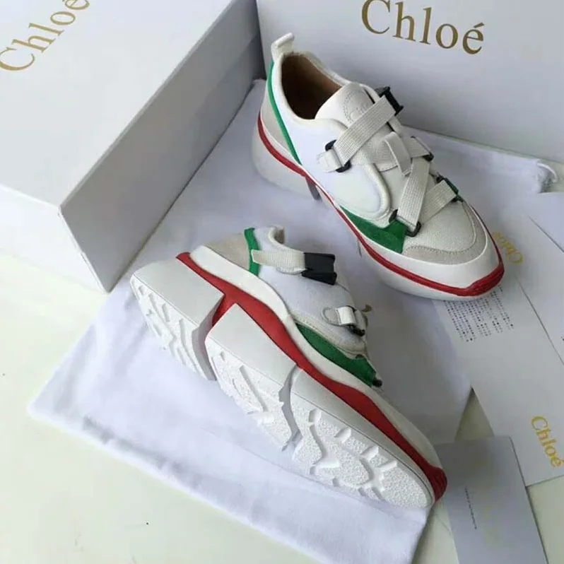 Chloe Sonnie Low-Top Sneaker in Suede Calfskin & Mix of Materials for Women in White Chloe Sonnie Low-Top Sneaker in Suede Calfskin & Mix of Materials for Women in White