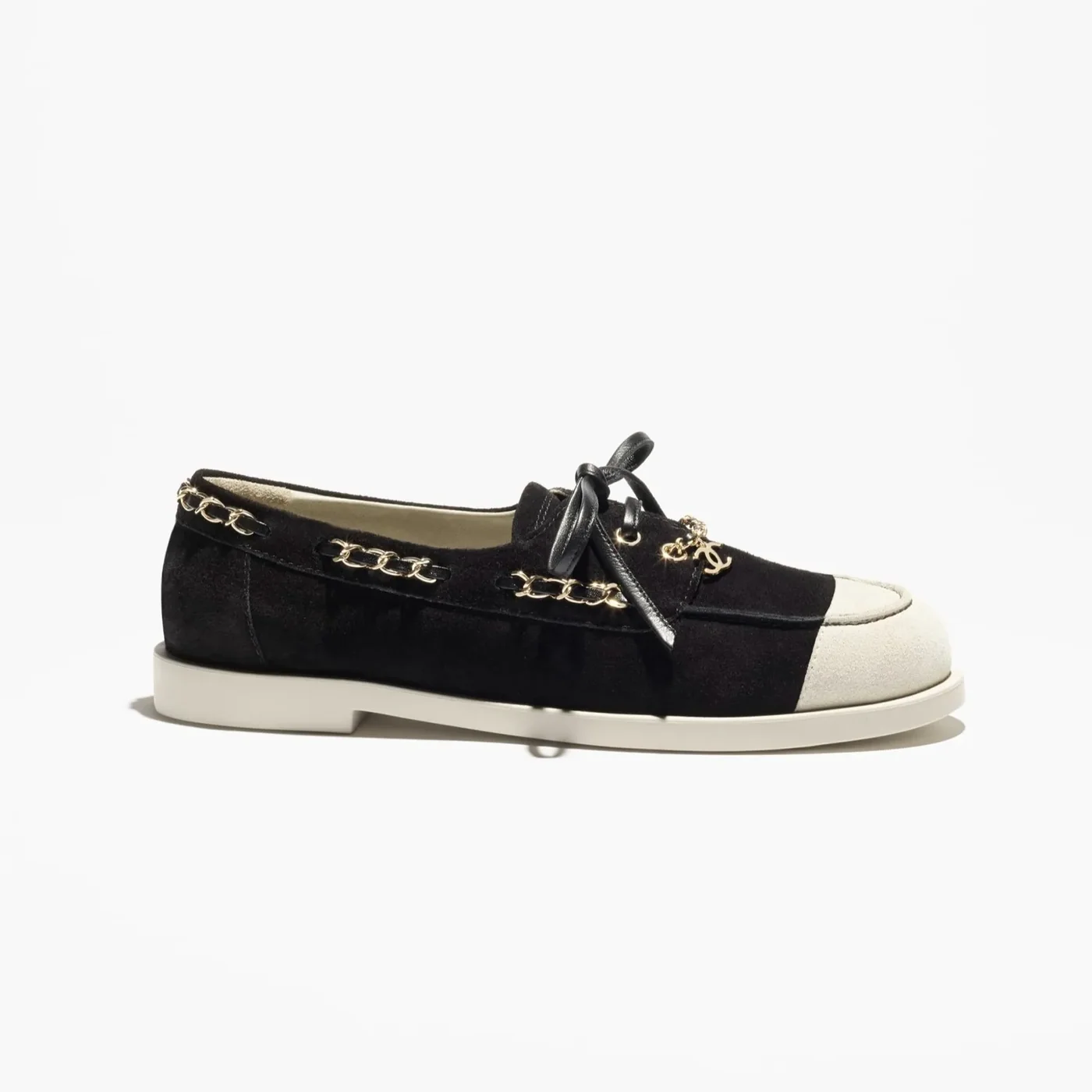 Chanel Suede Moccasins Black --U5949