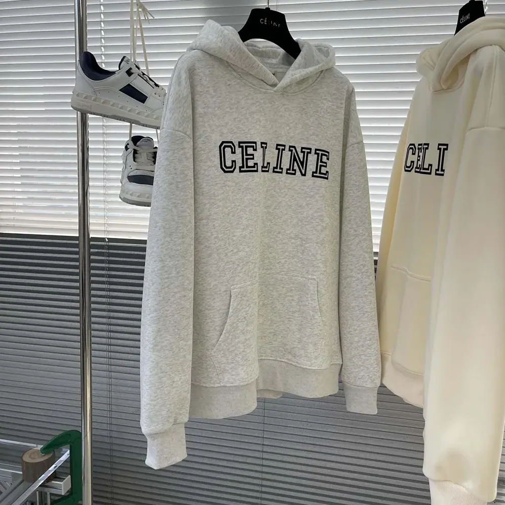 Celine Loose Hoodie in Cotton Fleece for Men in White