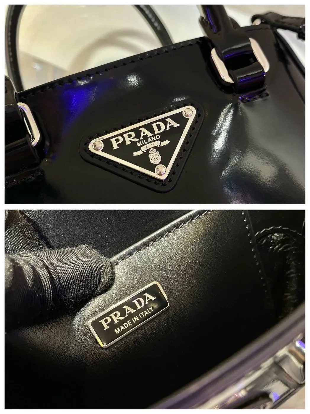 Prada Small Brushed Tote Black Prada Small Brushed Tote Black
