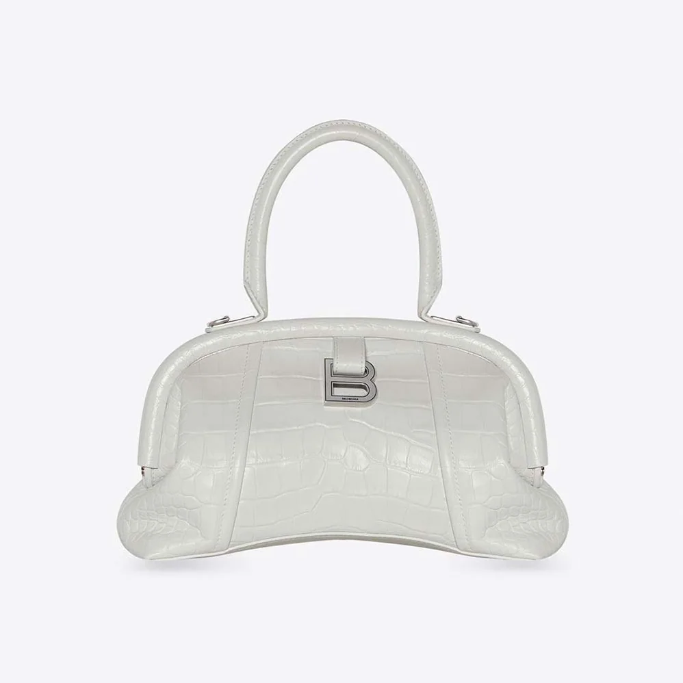 Balenciaga Editor Small Bag in Extra Supple Crocodile Embossed Calfskin in White for Women Balenciaga Editor Small Bag in Extra Supple Crocodile Embossed Calfskin in White for Women