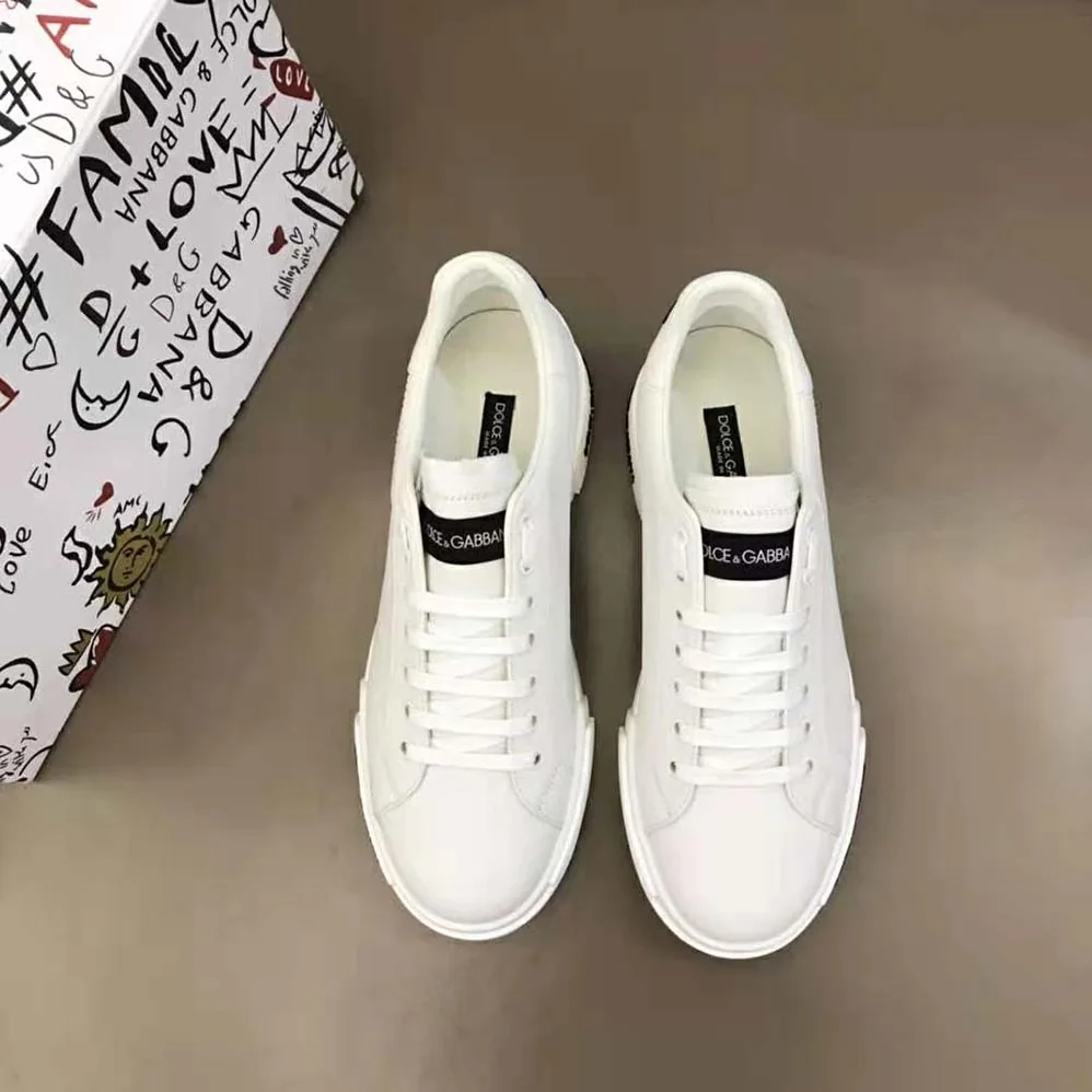 Dolce Gabbana D&G Calfskin Nappa Portofino Sneakers for Unisex in White