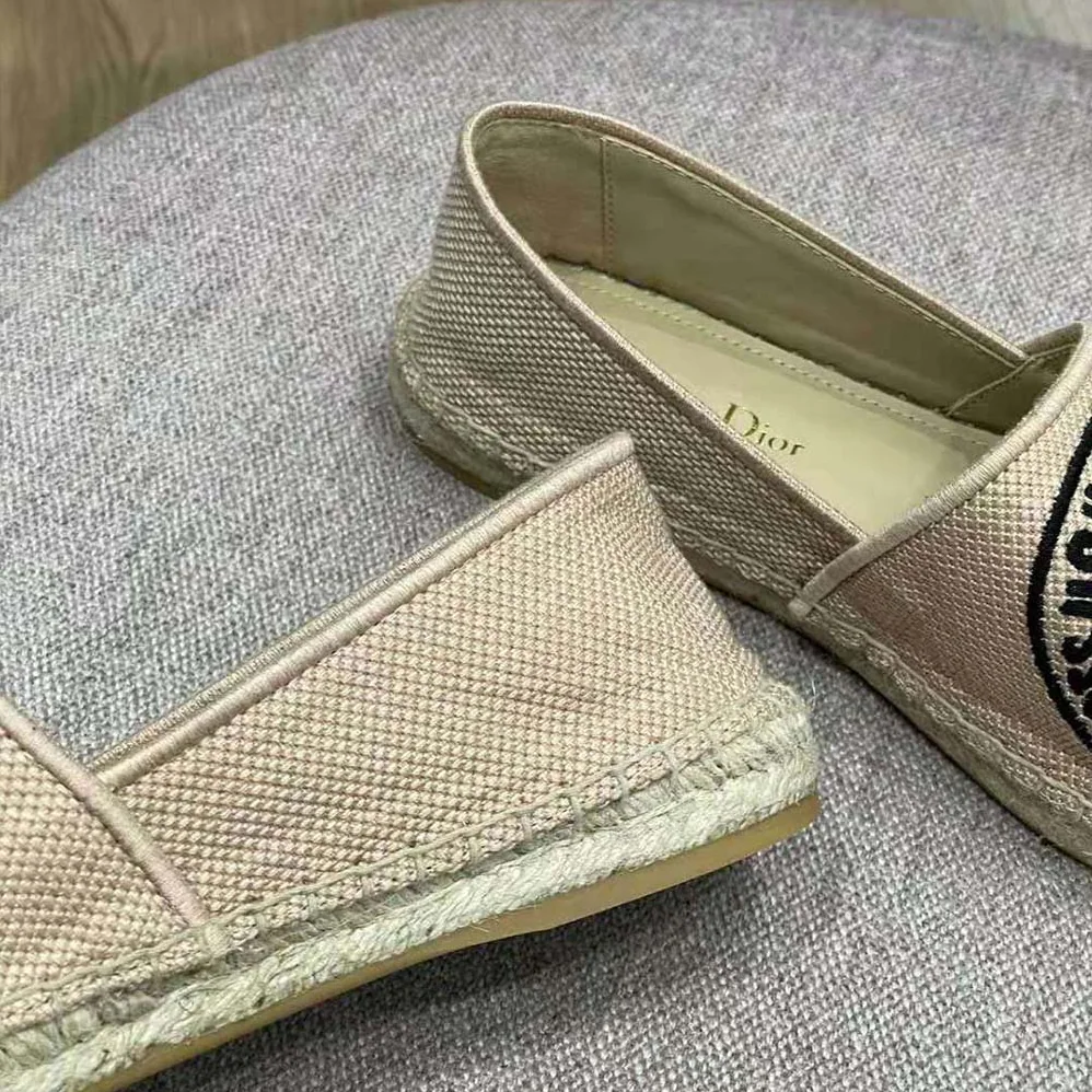Dior Granville Espadrille Beige Jute Canvas Embroidered with Dior Union Motif for Women Dior Granville Espadrille Beige Jute Canvas Embroidered with Dior Union Motif for Women