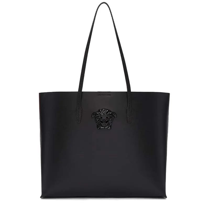 Versace Large Medusa Leather Tote Bag in Black