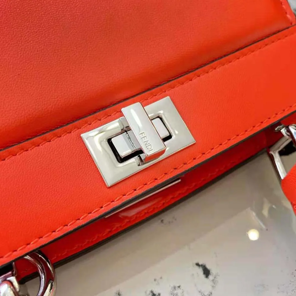 Fendi Peekaboo ISeeU Petite Orange Padded Nappa Leather Bag for Women Fendi Peekaboo ISeeU Petite Orange Padded Nappa Leather Bag for Women