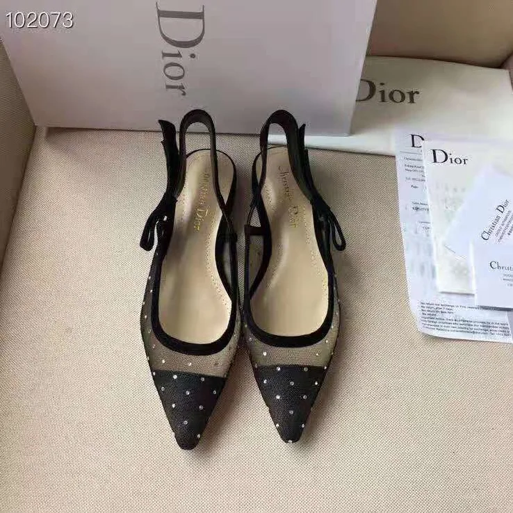 Dior “J'Adior” Ballet Pump Gold-Tone Dotted Swiss 10mm Heel for Women Dior “J'Adior” Ballet Pump Gold-Tone Dotted Swiss 10mm Heel for Women