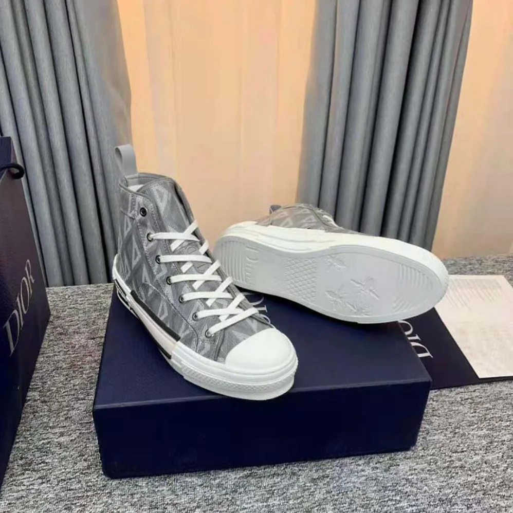 Dior B23 High-Top Sneaker Dior Gray CD Diamond Canvas for Unisex Dior B23 High-Top Sneaker Dior Gray CD Diamond Canvas for Unisex