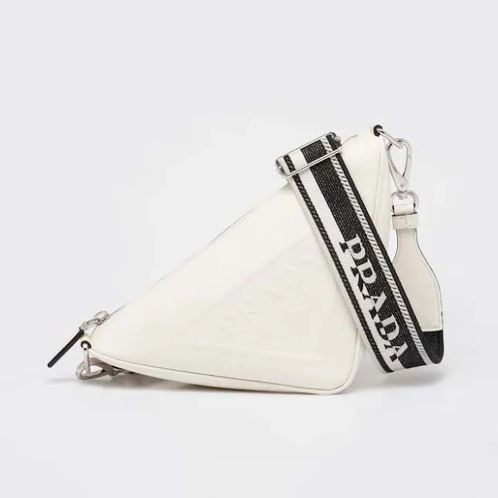 Prada Saffiano Prada Triangle Bag for Women in White Prada Saffiano Prada Triangle Bag for Women in White