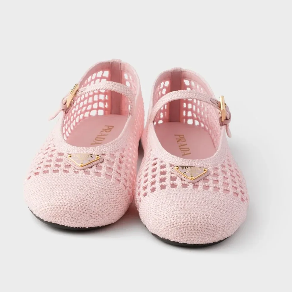 Prada Crochet Ballerinas Orchid Pink 1F364O_2F46_F0615_F_005