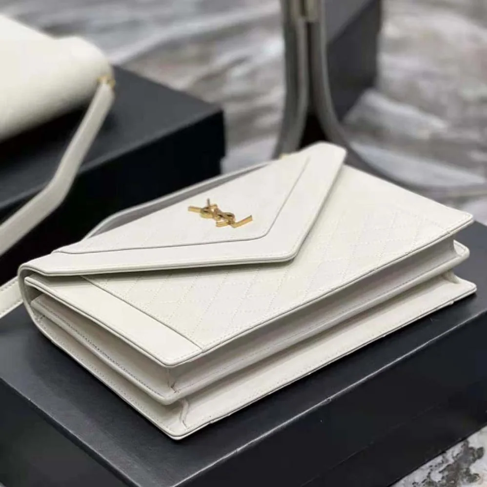 Saint Laurent YSL Gaby Satchel in Quilted Lambskin for Women in White Saint Laurent YSL Gaby Satchel in Quilted Lambskin for Women in White