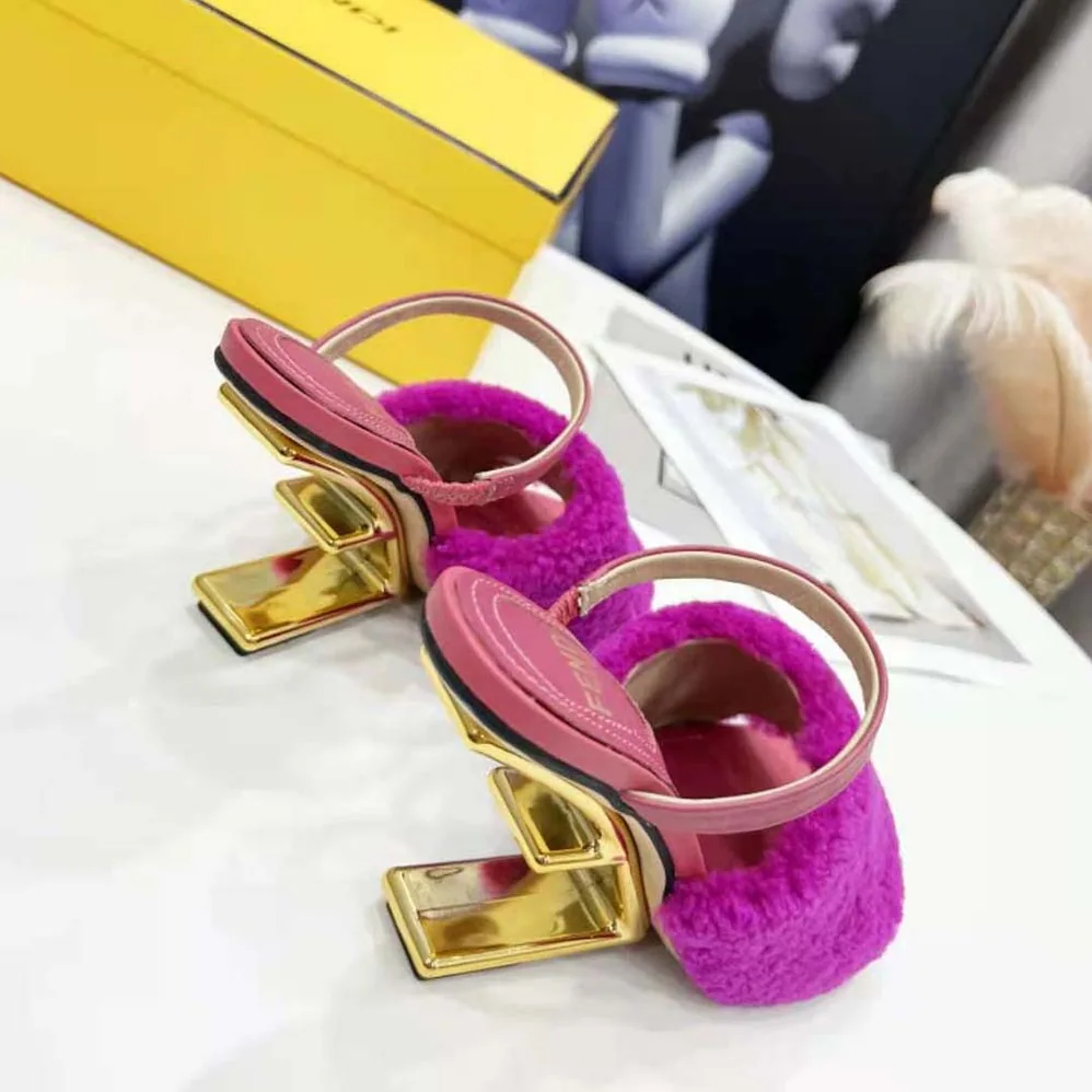 Fendi First Purple Sheepskin High for Women in Heeled Sandals