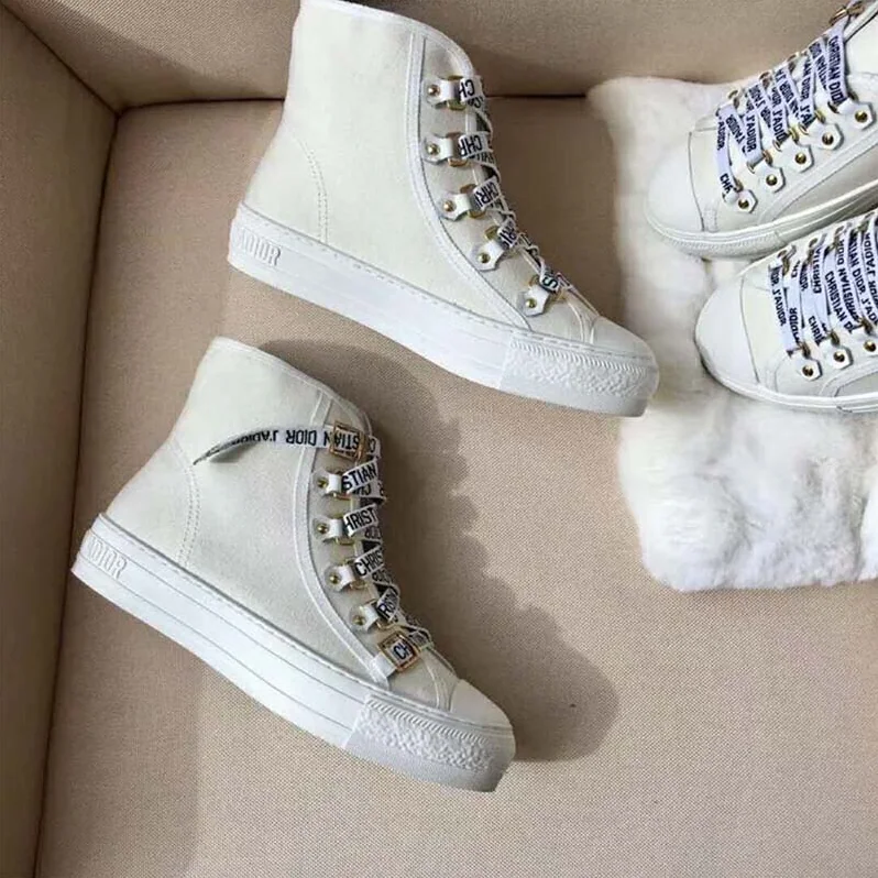 Dior Shoes High-Top Trainer in White Canvas for Women in White Dior Shoes High-Top Trainer in White Canvas for Women in White