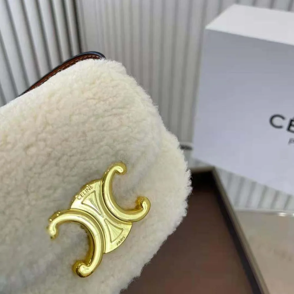 Celine Mini Triomphe in Shearling and Calfskin for Women